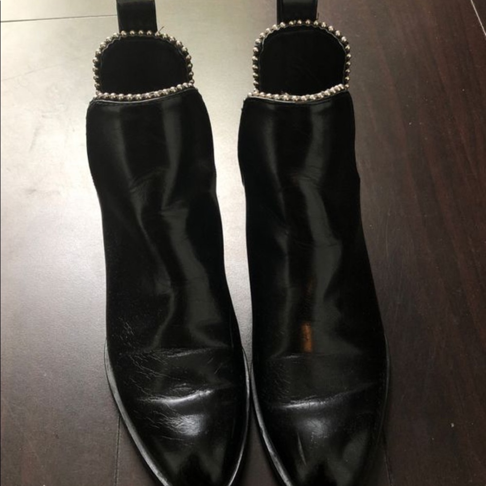 Black leather ankle boots